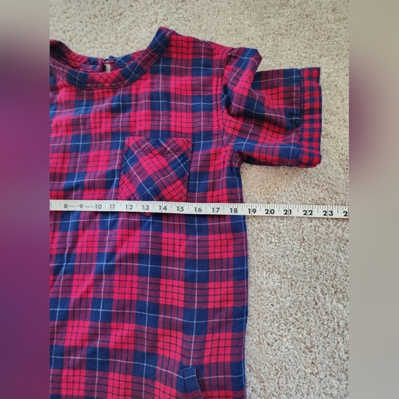 Madewell Women Short Sleeve Plaid Dress Size XSmall Red Blue Cotton Summer - Picture 5 of 6